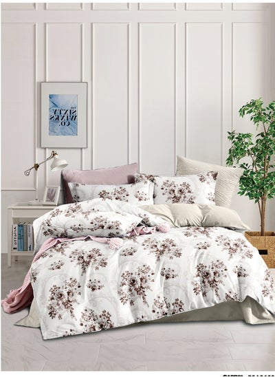 Buy Printed Comforter Set 4-Pcs Single Size All Season Decorated Reversible Single Bed Comforter Set With Super-Soft Down Alterntaive Filing,Light Grey in Saudi Arabia