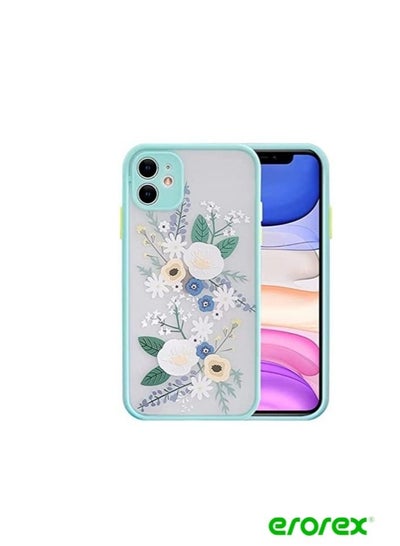 اشتري Compatible with iPhone 11 Case for Clear Flower Frosted PC Back 3D Floral Girls Woman and Soft TPU Bumper Silicone Slim Shockproof Case for iPhone 11 (iPhone 11, Blue) في السعودية