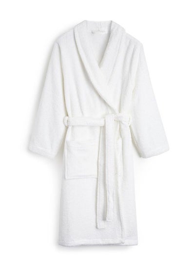 اشتري Unisex Hooded Terry Cotton Bathrobe White Long Sleeve في الامارات