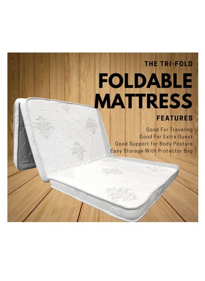 Buy COMFY TRI FOLD MATTRESS WHITE FULLY MEDICATED 99 in UAE