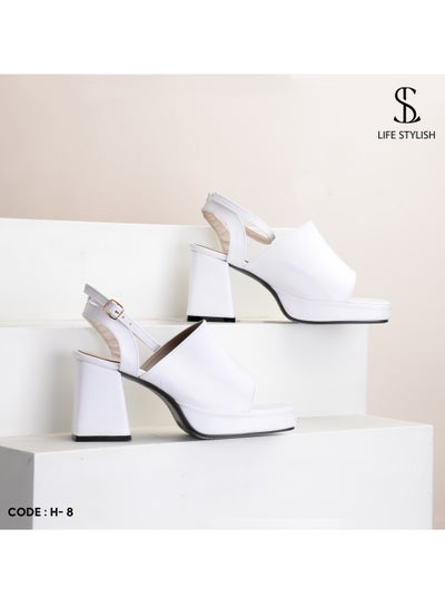 Buy Heel Sandal In A Different And Elegant Way H-8 - White in Egypt