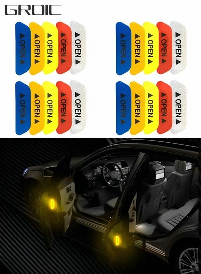 4pcs Car Door Open Prompt Anti-collision Reflective Stickers, Car Tape Conspicuity Safety Caution Warning Sticker for Car Truck Suv(red)
