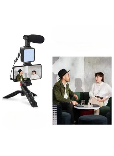 Smartphone Video Vlogging Kit with Microphone, Tripod, LED Light