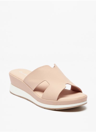 Buy Solid Slip On Wedge Heel Sandals in UAE