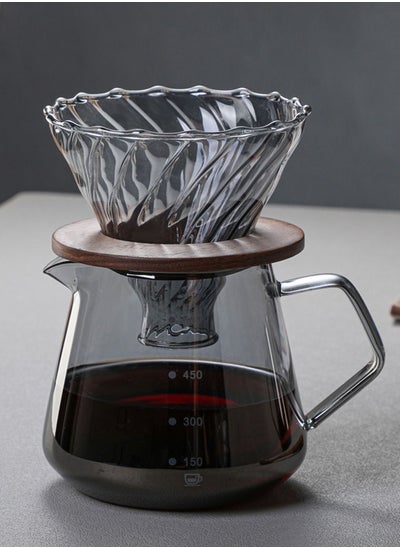 Buy V60 Pour Over Coffee Maker Set,600ML Coffee Server With Glass Coffee Dripper, 2 IN 1Hand Drip Coffee Set Home Or Office,1-4 CUPS in UAE