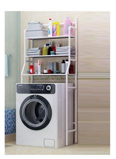 Buy 3 Layer Shelf Bathroom Space Saver Over The Washing Machine Rack Storage Accessories And Tower Shelf Organizer White Colour (drum washing machine rack) in UAE