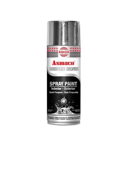 Buy Asmaco Spray Paint Chrome Silver - Silver Glossy - 400ml in UAE