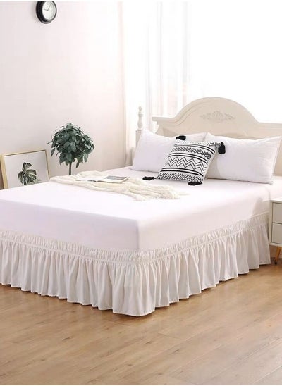 اشتري 1Pc. Various Sizes Elastic Bed Skirt Ruffles Solid Color White. في الامارات