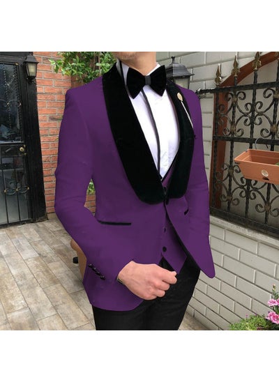 اشتري Plus Size Mens Suit Slim Fit Groomsmen Tuxedo Dark purple في السعودية