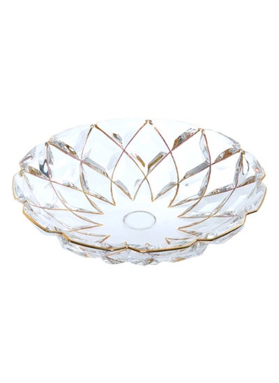 Buy Rhombus Design Fruit Plate, Clear & Gold – Small in UAE