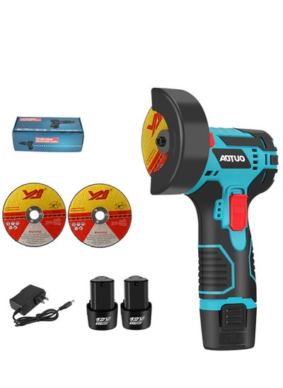 اشتري Angle Grinder , 3 inch Angle Grinder , 12V Polishing Machine , Mini Handheld Grinder , Household use Electrical Tools , Comes with Two Slices , Blue في السعودية