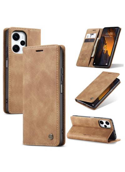 Buy CaseMe Redmi Note 12 Turbo 5G/ Xiaomi Poco F5 5G Wallet Case Book Folding Flip Folio Case with Magnetic Kickstand Card Slots Protective Cover - Brown in Egypt