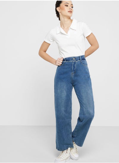 Buy Raw Pocket Detail Mom Jeans in UAE