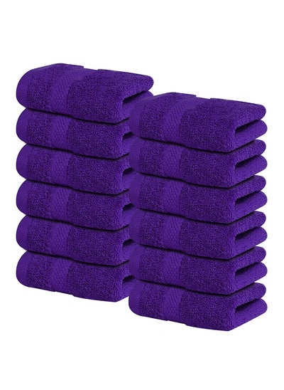 Buy Infinitee Xclusives [12 Pack] Premium Purple Wash Cloths and Face Towels, 33cm x 33cm 100% Cotton, Soft and Absorbent Washcloths Set - Perfect for Bathroom, Gym, and Spa in UAE