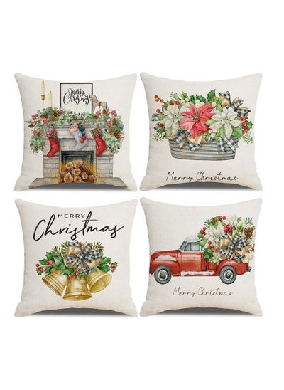 Buy 4Pcs christmas pillow case cover cushion for home decor 45*45cm in UAE