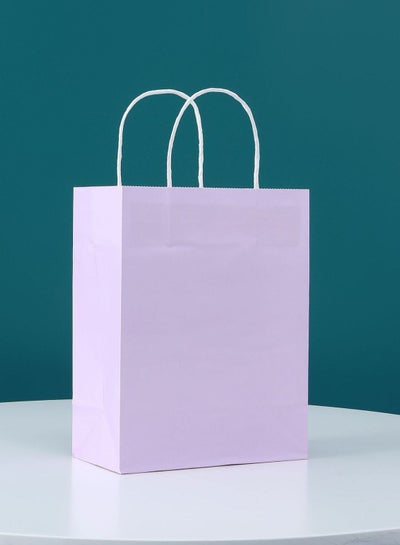 اشتري 12 قطعة / كيس هدية حقيبة متوسطة الحجم مع مقبض كيس كرافت ( 21 × 27 × 11 سم ، الأرجواني ) في السعودية