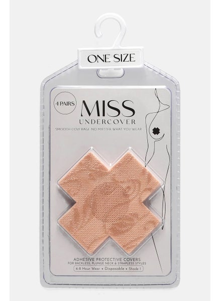 اشتري Women 4 Pair Textured Nipple Pad, Beige في السعودية