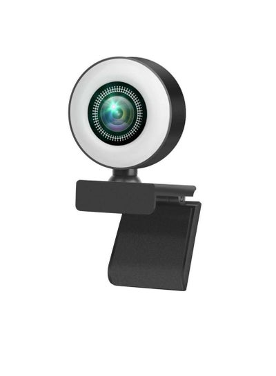 اشتري USB Web Camera Durable Without Any Blurs 1080P Webcam With Built In Adjustable Ring Light for PC Mac Laptop Desktop في السعودية