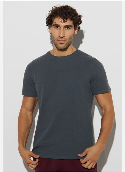 Buy Popcorn Textured Crew Neck T-Shirt in UAE