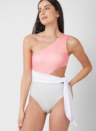 Buy Colorblock Swimsuit With Tie Up Detail in Saudi Arabia