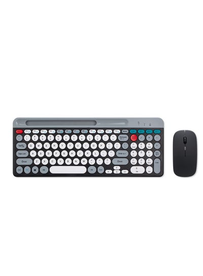 اشتري ZYG-806 Macaron dual mode wireless Bluetooth keyboard and mouse set retro punk style round key cap charging key في السعودية