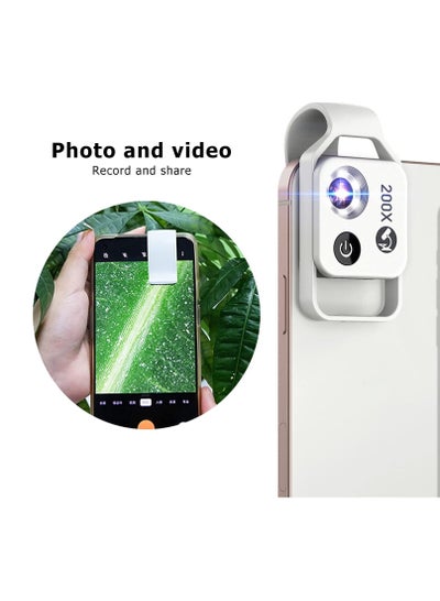 200X Cell Phone Microscope Lens with CPL Lens/LED Light Portable ...