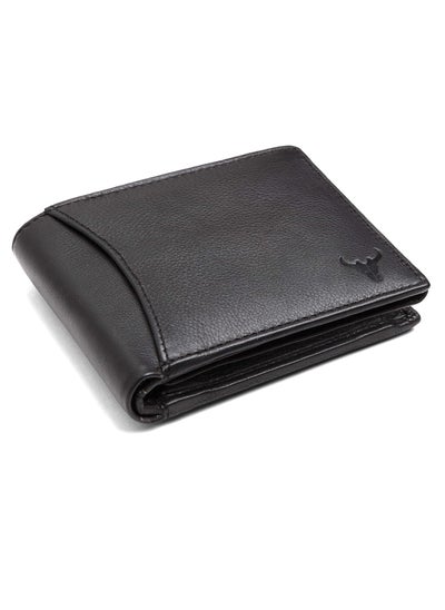 Buy Black Leather Wallet for Men I 2 Secret Compartments I 6 Credit/Debit Card Slots I 2 Currency Compartments I 3 Transparent ID Windows I 1 Coin & Zip Pocket in UAE