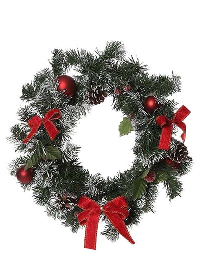 Buy Wreath with Decoration, Green & Red – 40 cms in UAE