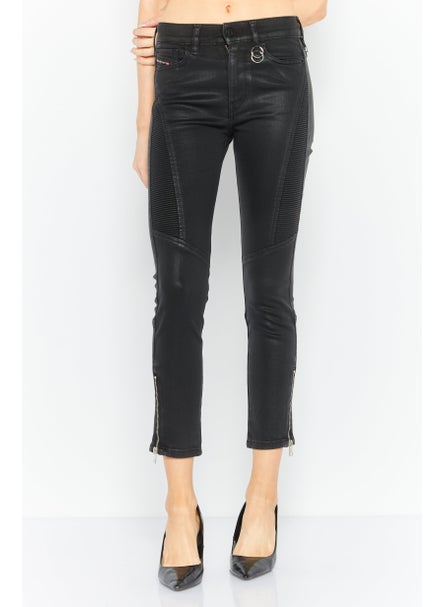 اشتري Women Slandy Biker Skinny Fit Plain Stretchable Jeans, Black في الامارات