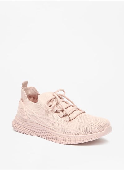 اشتري Women'S Textured Slip-On Trainer Shoes With Lace Detail في السعودية