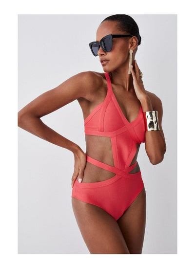 Buy Bandage Strappy Cross Front Swimsuit in UAE