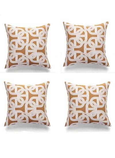 اشتري 4-Piece Geometric Pattern Decorative Cushion Cover Quadrate Pillow Cases Polyester 45 x 45 Centimeter في الامارات