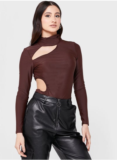 Buy High Neck Cut Out Detail Top in UAE