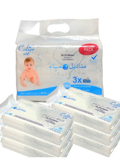 Buy 99.9% Water & a drop of fruit extract 360 WIPES 6 PACKS OF 60 WIPES in Saudi Arabia