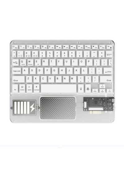 Buy Wireless Transparent Crystal Bluetooth Touch Keyboard With RGB Keypad Universal For Laptop Desktop And PC in UAE