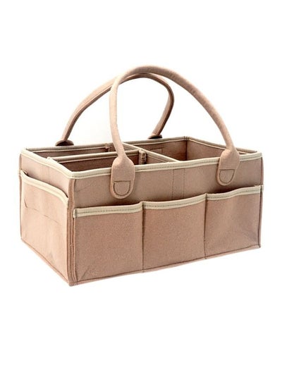 Buy Baby Diaper Caddy Organizer Basket Portable Storage Bin Large Nursery Bag, Newborn, Brown in Saudi Arabia