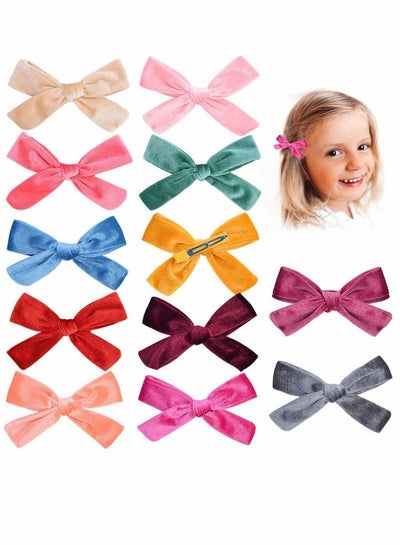 Buy Baby Girls Flower Hair Clips, Barrettes, Fully Lined Alligator Clips for Infants Toddlers School Girls, 12 PCS in UAE