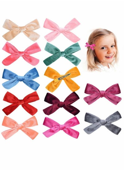 Buy Baby Girls Flower Hair Clips, Barrettes, Fully Lined Alligator Clips for Infants Toddlers School Girls, 12 PCS in UAE