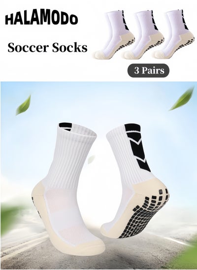 Buy 3 Pair Unisex Soccer Socks Grip Soccer Socks Pilates & Running Athletic Socks Non Slip Socks for Football & Basketball & Hockey & Rugby Sports Non Skid Socks for Men & Women & athletes in UAE