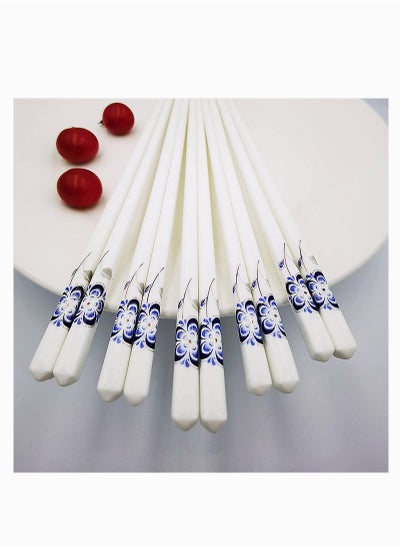 اشتري Ceramic Chopsticks Set of 5, Porcelain Chopsticks, Cute Chinese Porcelain Chopsticks Easy to Clean, Great Replacement of Plastic/Wooden Chopsticks, Reusable Chopsticks Dishwasher Safe, 9.7Inch في الامارات