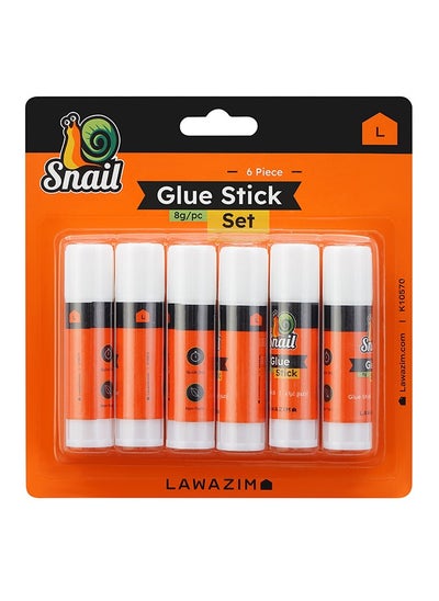 Buy Snail Glue Stick Set-6 Piece 8g- Non-toxic Washable Child-safe Quick-drying Multi-purpose Versatile Portable Compact Twist-up adhesive sticks for School Office Craft Art Stationery Paper and Cardboard in Saudi Arabia