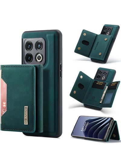 Buy CaseMe Wallet Case for One plus 10 pro DGMING Premium Leather Phone Case Back Cover Magnetic Detachable with Trifold Wallet Card Holder Pocket - Green in Egypt