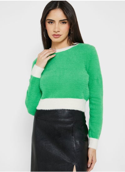 Buy Color Block Crop Sweater in UAE