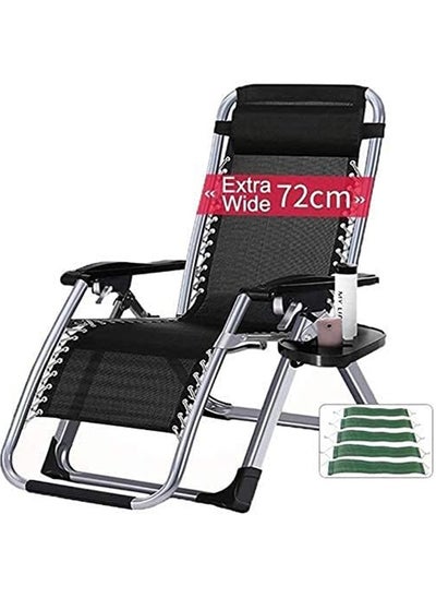 Buy Gravity Lounge Chairs Outdoor Adjustable Reclining Patio Chair Steel Mesh Folding Recliner for Pool Beach Camping Lounge Chair with Pillows and Cup Tray in Saudi Arabia