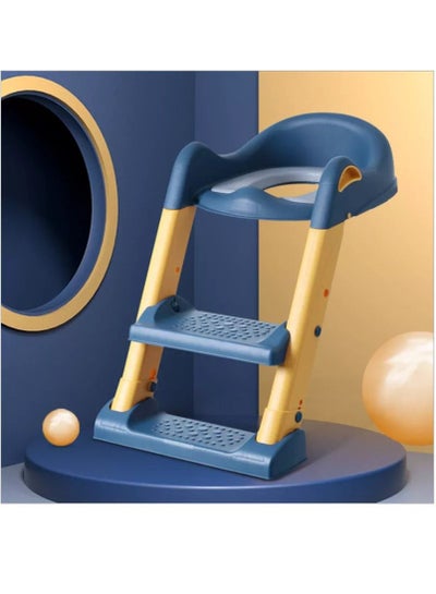Buy Potty Training Seat for Kids Toddler Toilet Potty Chair with Sturdy Non-Slip Step Stool Ladder Comfortable Handles and Splash Guard Foldable Toilet Seat Navy Blue/Yellow in Saudi Arabia