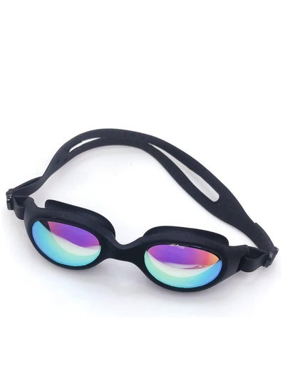 Buy S5610 Anti-Fog Silicone Swim Goggles Mirrored Lenses With Box & Ear Plugs, Black in Egypt