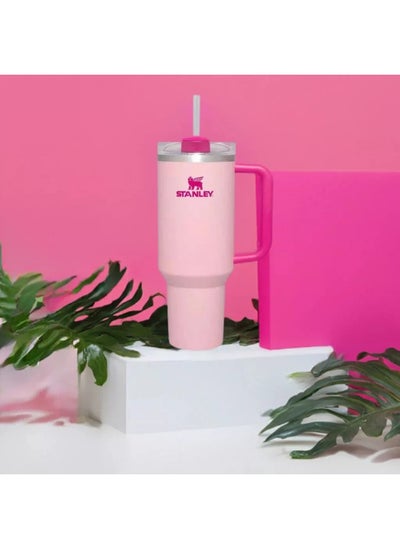 Buy The FlowState Quencher H2.0 Tumbler 40oz Flamingo Pink - All Day Hydration Suitable for Hot & Cold Beverages, Vacuum Insulated Stainless Steel - With Handle, Lid & Straw in UAE