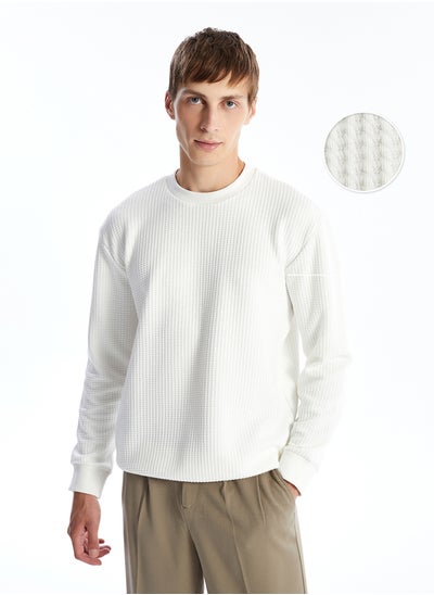 Buy Crew Neck Long Sleeve Men's Textured Sweatshirt in Egypt