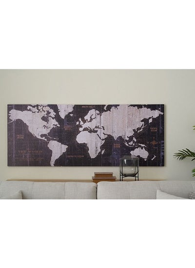 Buy Bonvoyage Wolrd Map 3 Piece Unframed Wall Art 50x60Cm Grey/White in UAE