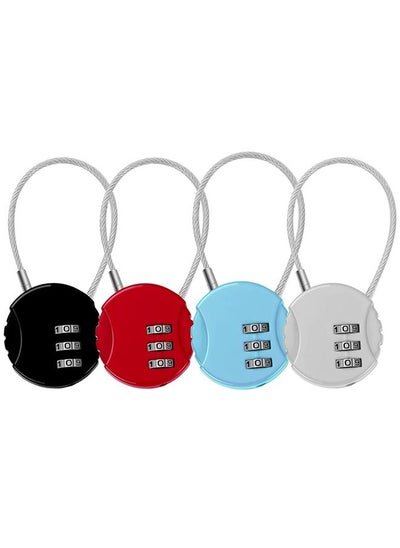 Buy 4 Pcs Combination Lock with Wire Rope Outdoor Waterproof Padlock in UAE